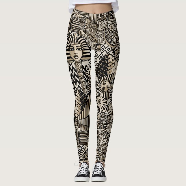 Leggings Antiguos Símbolos Históricos Estilo Tatuaje (Anverso)