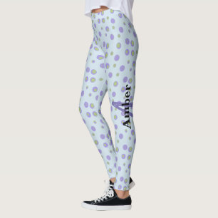 Leggings Aparato personalizado de punto de polka verde púrp