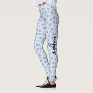 Leggings Aparato personalizado de punto de polka verde púrp