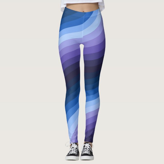 Leggings Aplausos índigo Resumen Diagonal Giro en arco iris (Anverso)
