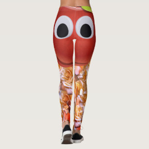Leggings Apple, fruta roja con ojos de googre - Cara cómica