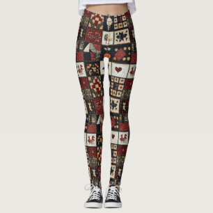 Leggings Appliqué y geométrico primitivo de la granja