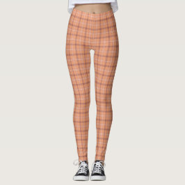 Leggings Apricot White Plaid Classic Pattern Bright