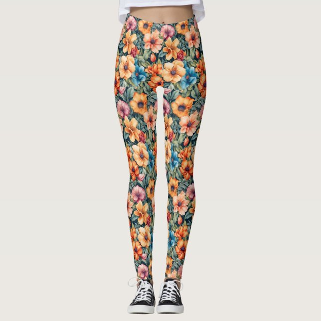 Leggings Apricot y Mauve Floral (Anverso)