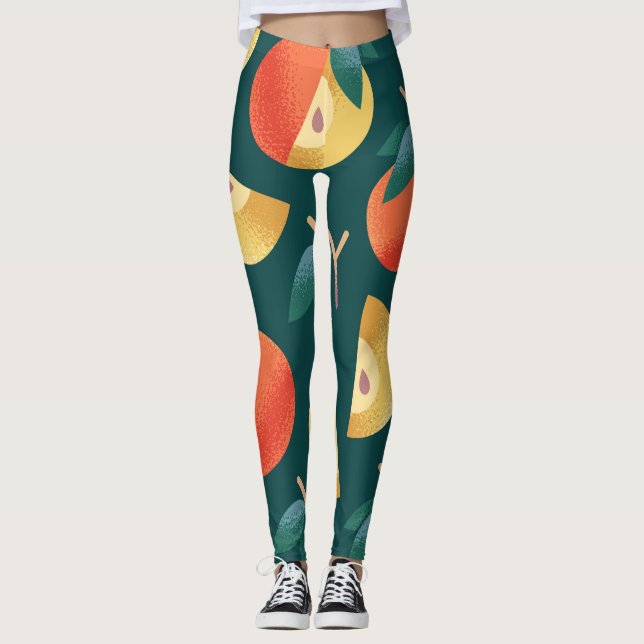 Leggings Apuntes de Apple: Verde Oscuro Sin Marea. (Anverso)