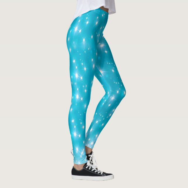 Leggings Aqua Blue Sparkle Faux Purpurina (Derecha)