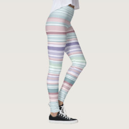 Leggings Aqua, Blush and Lavender Stripes