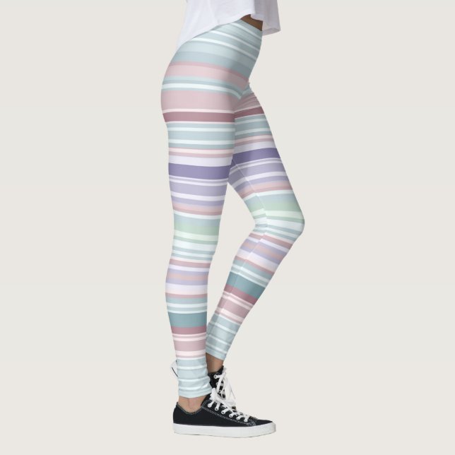 Leggings Aqua, Blush and Lavender Stripes (Derecha)
