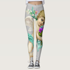 Leggings Aqua Gray Cherub Angel