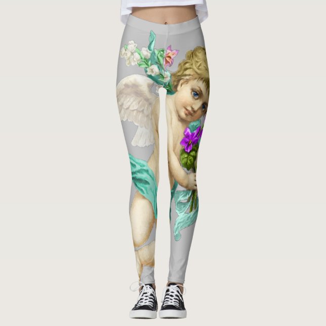 Leggings Aqua Gray Cherub Angel (Anverso)