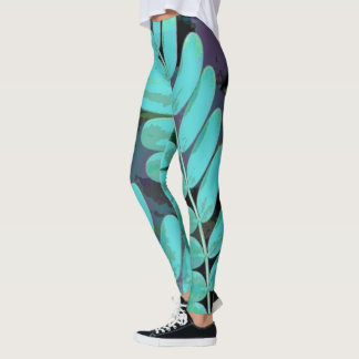 Leggings Aqua Leaves