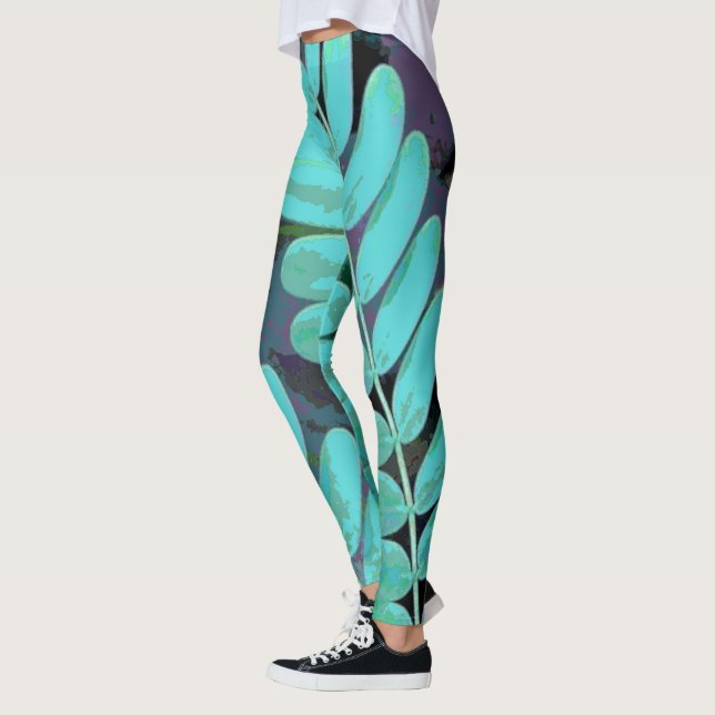 Leggings Aqua Leaves (Izquierda)