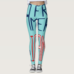 Leggings Aqua Red White Blue Mujer negra afroamericana