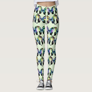 Leggings Aqua, rosa y amarillo - Mariposas elegantes