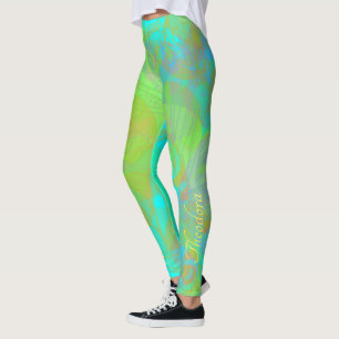 Leggings Aquamarine de mariposa dorada de moda