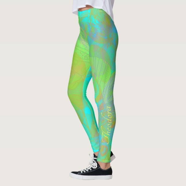 Leggings Aquamarine de mariposa dorada de moda (Izquierda)