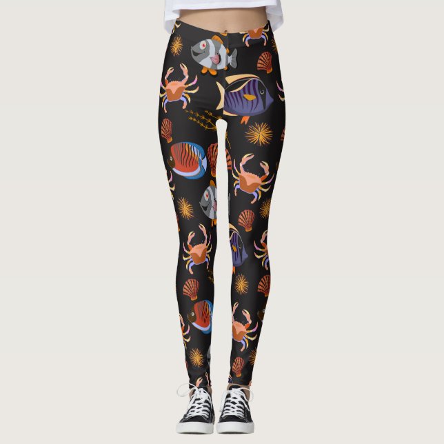 Leggings Aquatic animals pattern | ocean underwater life 11 (Anverso)