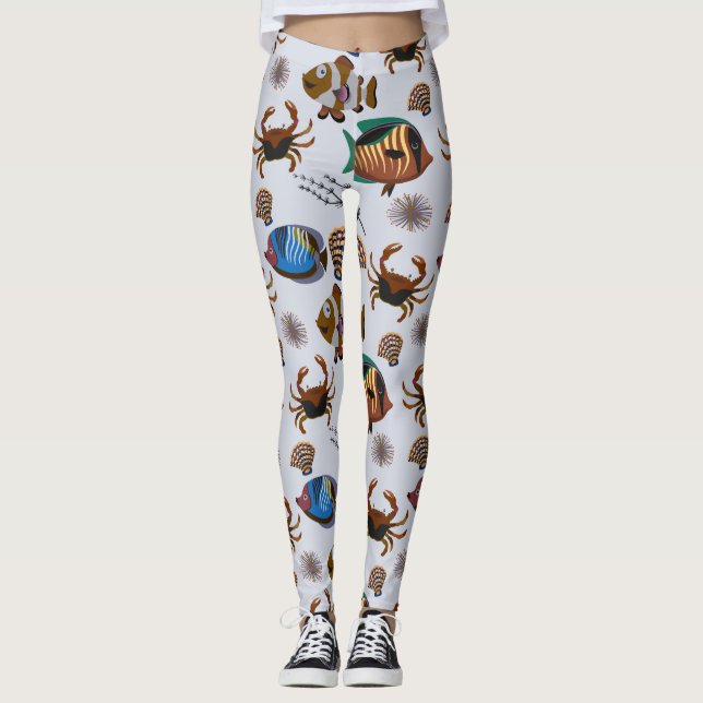 Leggings Aquatic animals pattern | ocean underwater life 14 (Anverso)