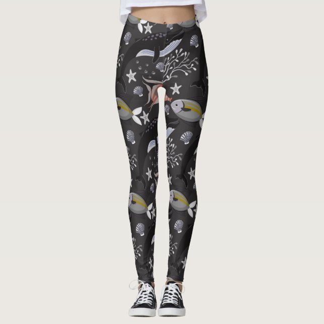 Leggings Aquatic animals pattern | ocean underwater life 20 (Anverso)