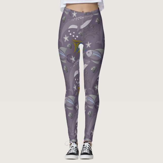Leggings Aquatic animals pattern | ocean underwater life 24 (Anverso)