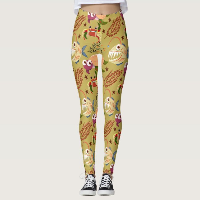 Leggings Aquatic animals pattern | ocean underwater life 31 (Anverso)