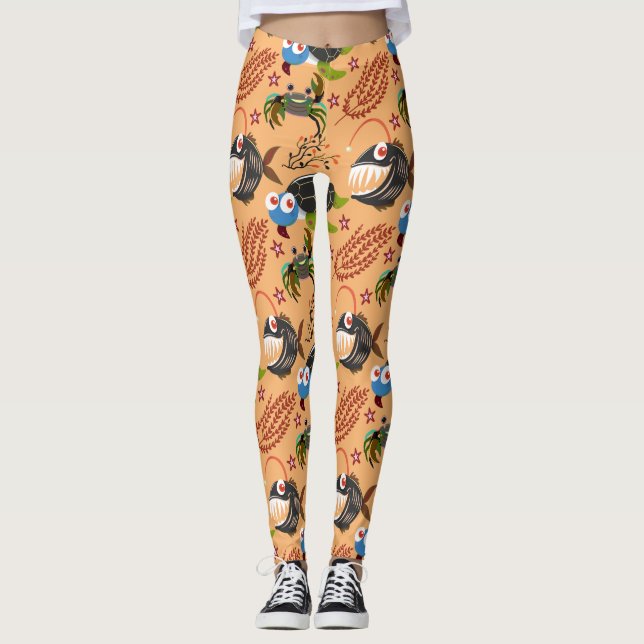 Leggings Aquatic animals pattern | ocean underwater life 32 (Anverso)