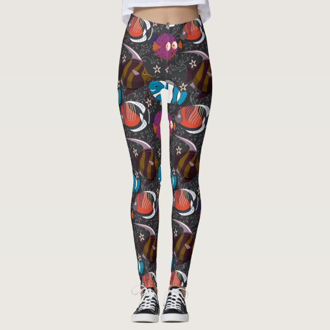Leggings Aquatic animals pattern | ocean underwater life 43 (Anverso)