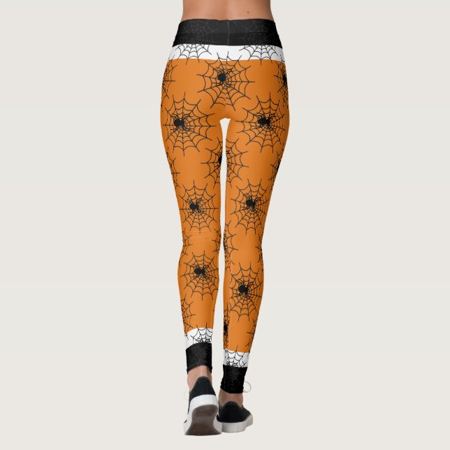 Leggings Araña de Halloween negra y naranja (Reverso)