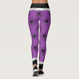 Leggings Araña de Halloween negra y púrpura