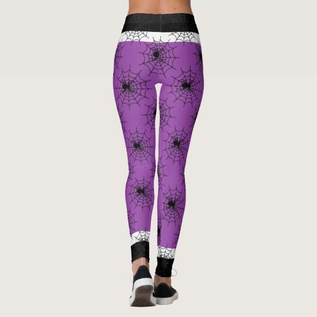 Leggings Araña de Halloween negra y púrpura (Reverso)