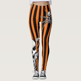 Leggings Araña Naranja de Halloween con rayas negras