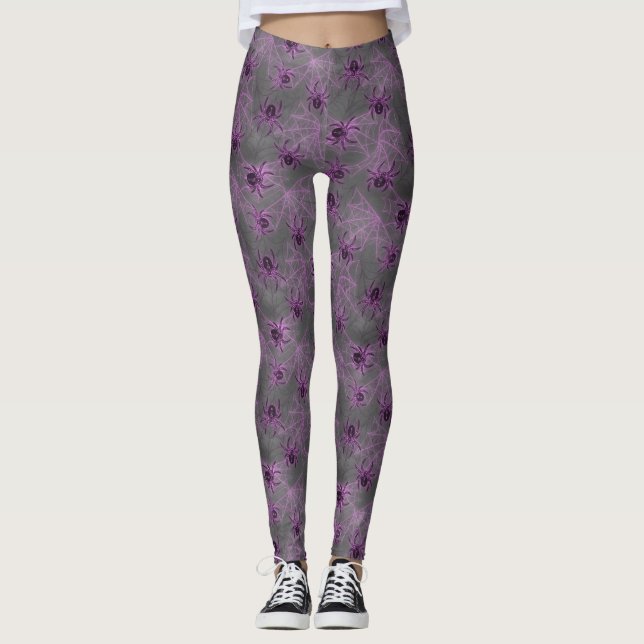 Leggings Arañas brillantes púrpura - arácnido místico (Anverso)
