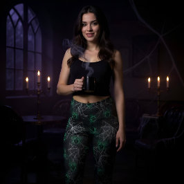 Leggings Arañas brillantes verde tóxico - espeluznantes y f