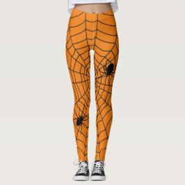Leggings Arañas de Halloween en negro Naranja de Cobweb