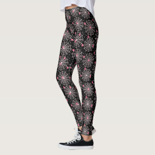 Leggings Arañas rosas y redes arañas