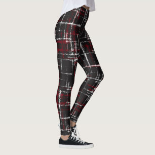 Leggings arándano y blanco sobre cruces abstractos negros