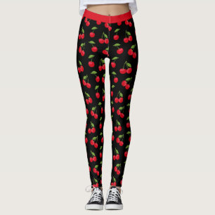Leggings Arándanos rojos con estampado rojo y negro