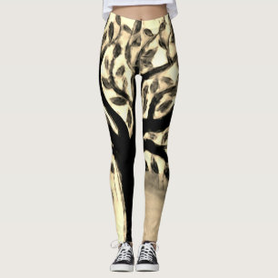 Leggings Árbol afronta el paisaje amarillo acuático