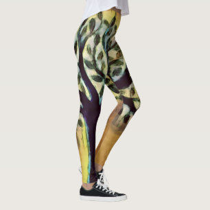 Leggings Árbol afronta el paisaje amarillo acuático