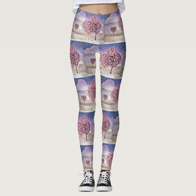 Leggings Árbol de amor con acuarela de corazón (Anverso)