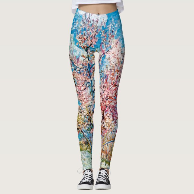 Leggings Árbol de arvejas floridas, Van Gogh (Anverso)
