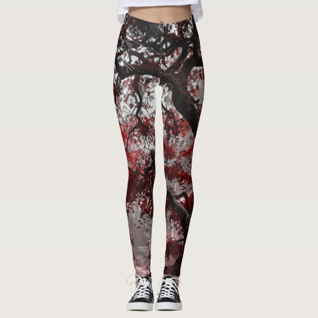 Leggings Árbol de cerezo rojo (Anverso)