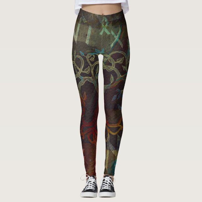 Leggings Árbol de la vida - Yggdrasil - y runas (Anverso)