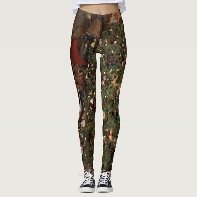 Leggings árbol de Navidad de casa con adornos (Anverso)