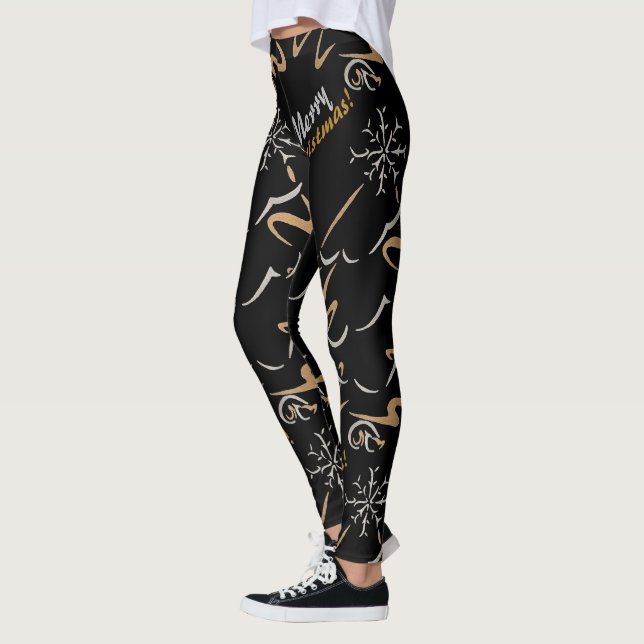 Leggings Árbol de Navidad dorado y plateado (negro) (Izquierda)