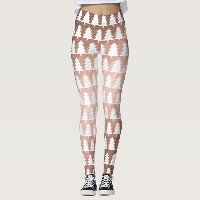 Leggings Árbol de navidad mínimo de oro Rosa (Anverso)