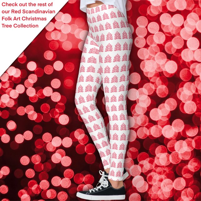 Leggings Árbol de Navidad Nórdico Escandinavo Rojo (Subido por el creador)