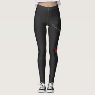 Leggings Árbol de pájaros de invierno del cardenal rojo Min
