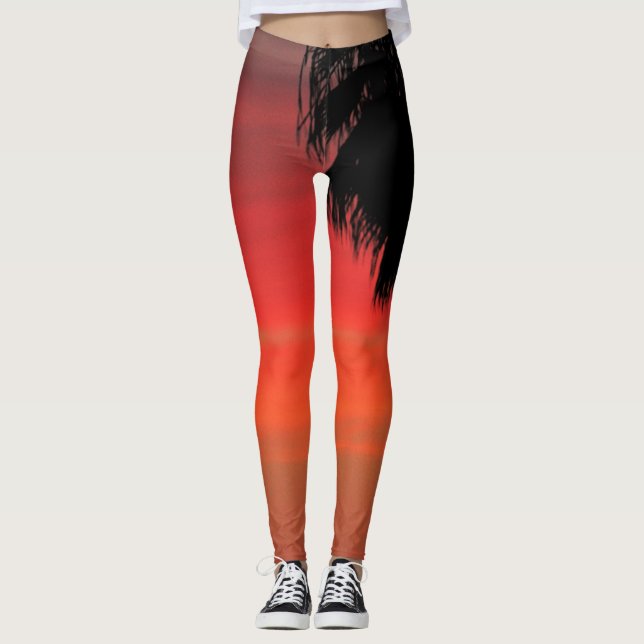 Leggings Árbol de palma rojo (Anverso)