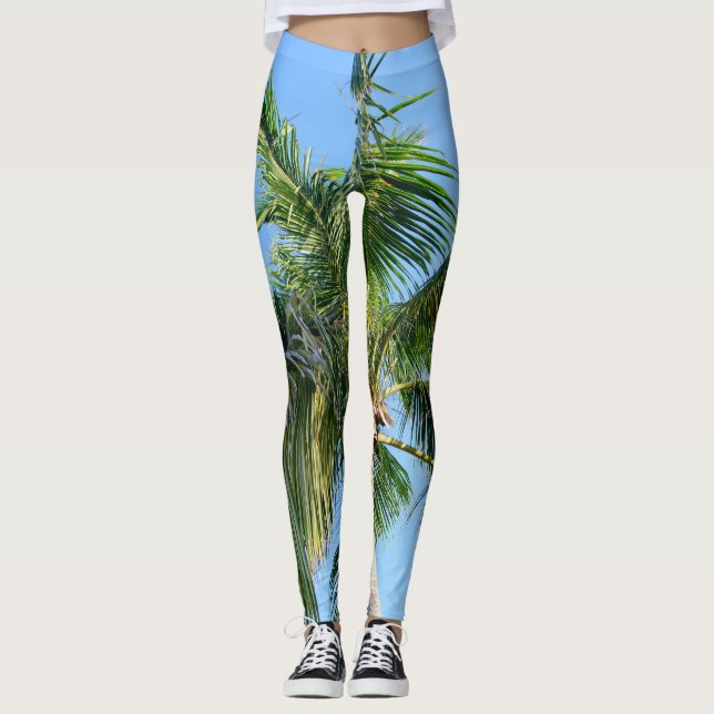 Leggings Árbol de palmas del paraíso de verano #2 #tropical (Anverso)
